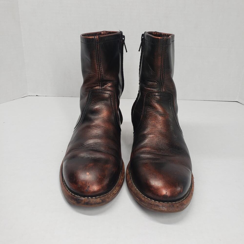 Maison Margiela Replica Campus Ankle Boots Womens 38.5 8 Brown Oil Spill Leather - Picture 2 of 16